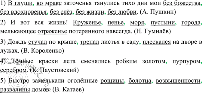 Изображение 215 Перепишите предложения, выделите графически однородные члены, расставьте знаки препинания.1) В глуши во мраке заточенья тянулись тихо дни мои без божества без...